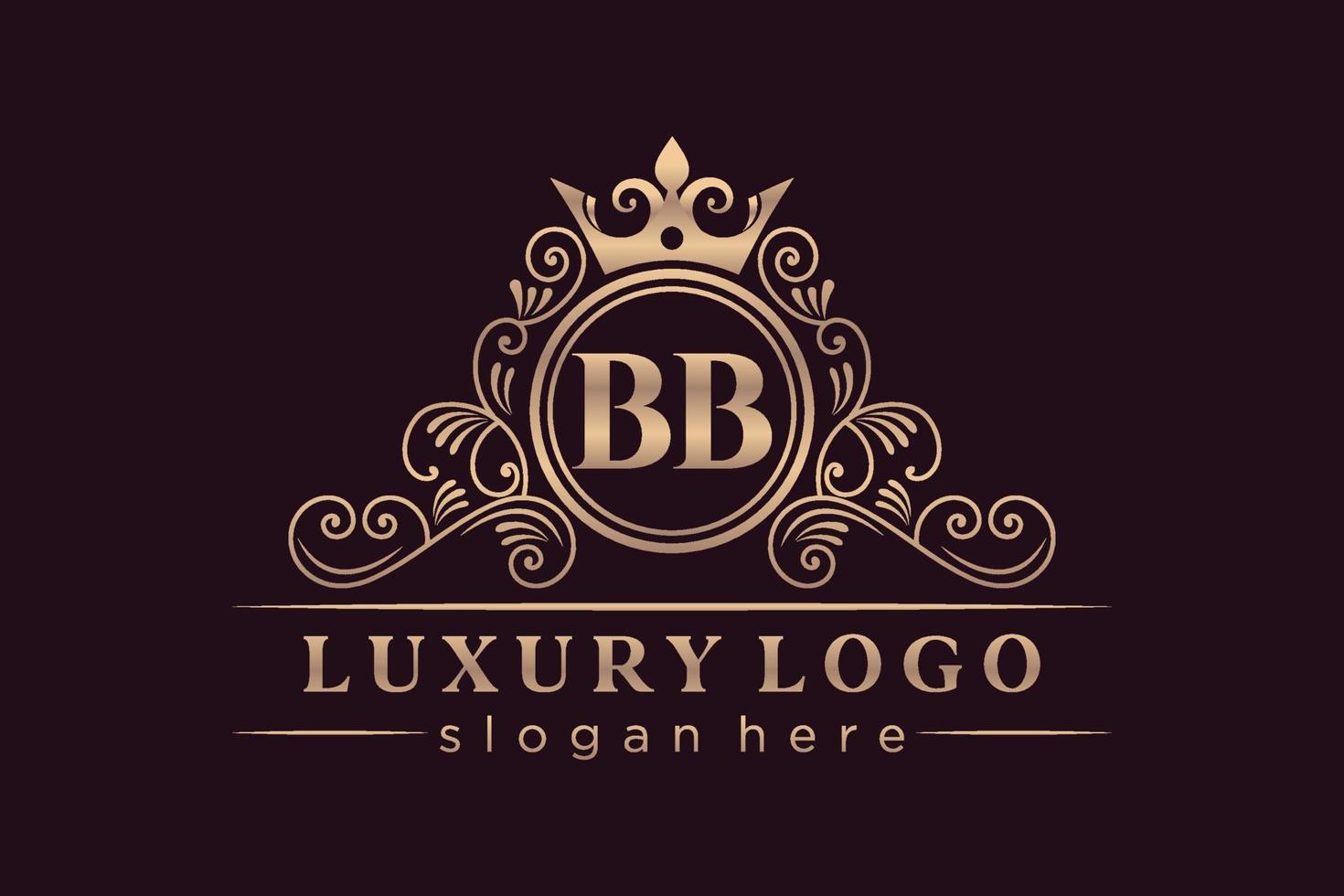 BB Initial Letter Gold calligraphic feminine floral hand drawn heraldic monogram antique vintage style luxury logo design Premium Vector