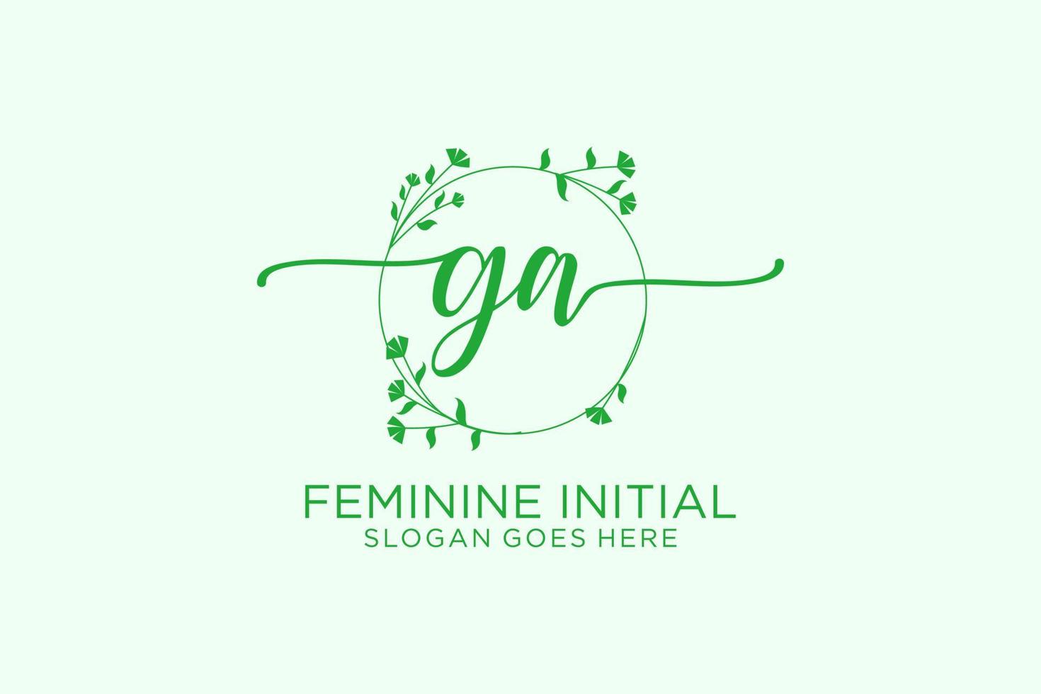 Initial GA beauty monogram and elegant logo design handwriting logo of initial signature, wedding, fashion, floral and botanical with creative template. vector