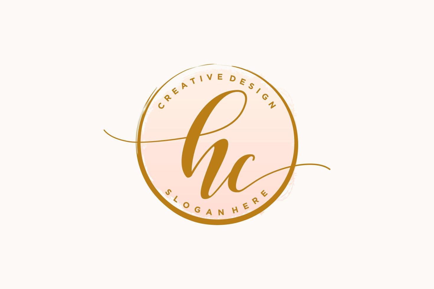 Initial HC handwriting logo with circle template vector signature, wedding, fashion, floral and botanical with creative template.