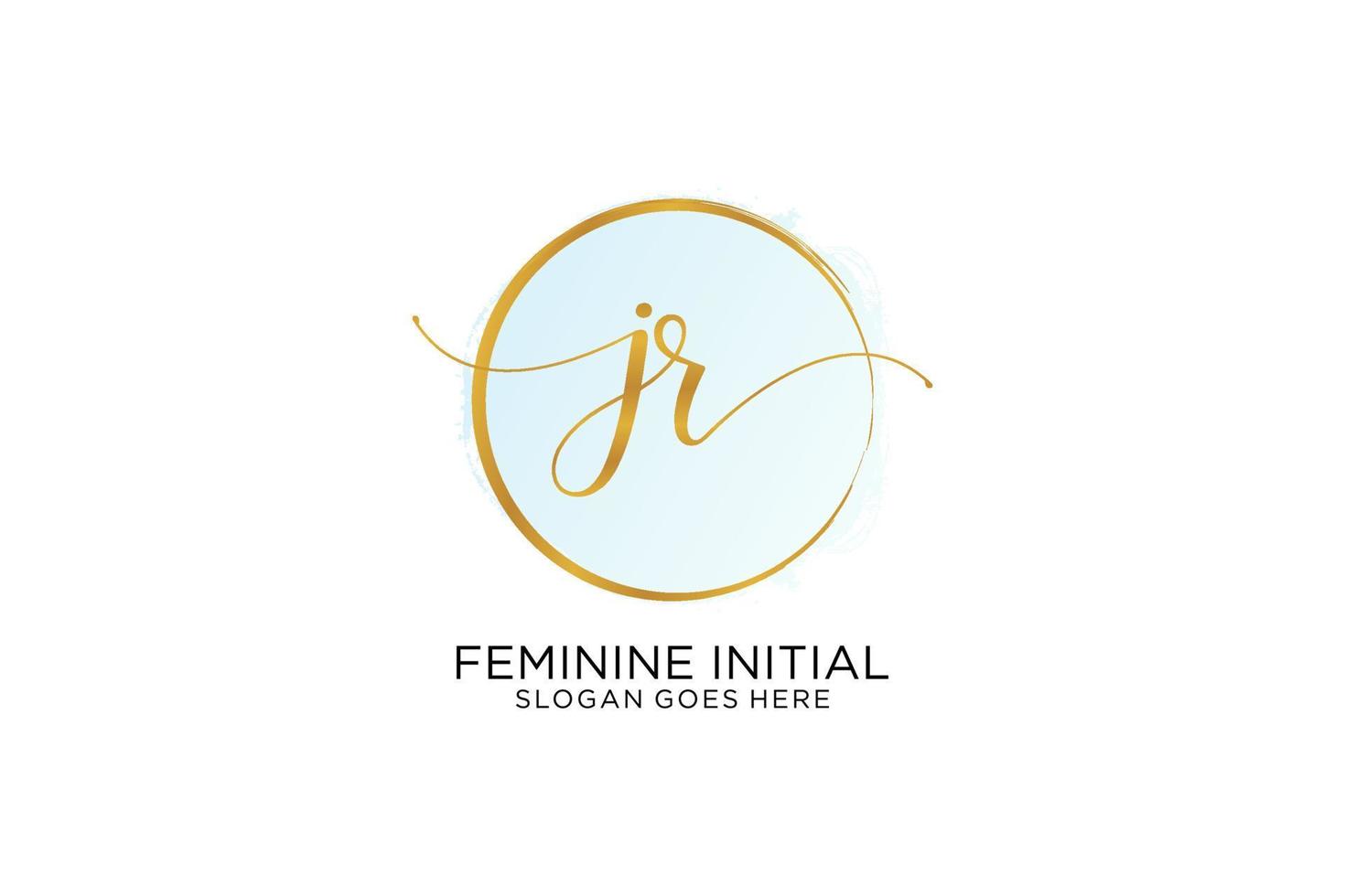 Initial JR handwriting logo with circle template vector signature, wedding, fashion, floral and botanical with creative template.