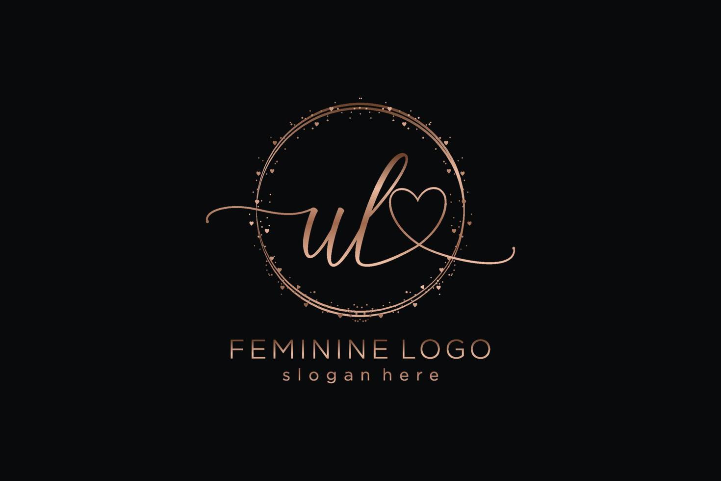 Initial UL logo with circle template vector logo of initial wedding, fashion, floral and botanical with creative template.