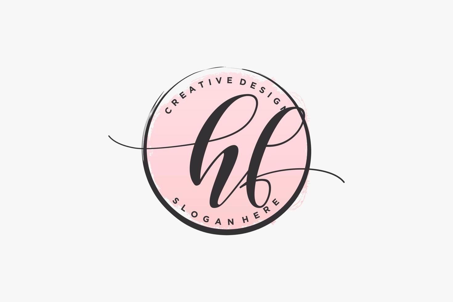Initial HF handwriting logo with circle template vector signature, wedding, fashion, floral and botanical with creative template.