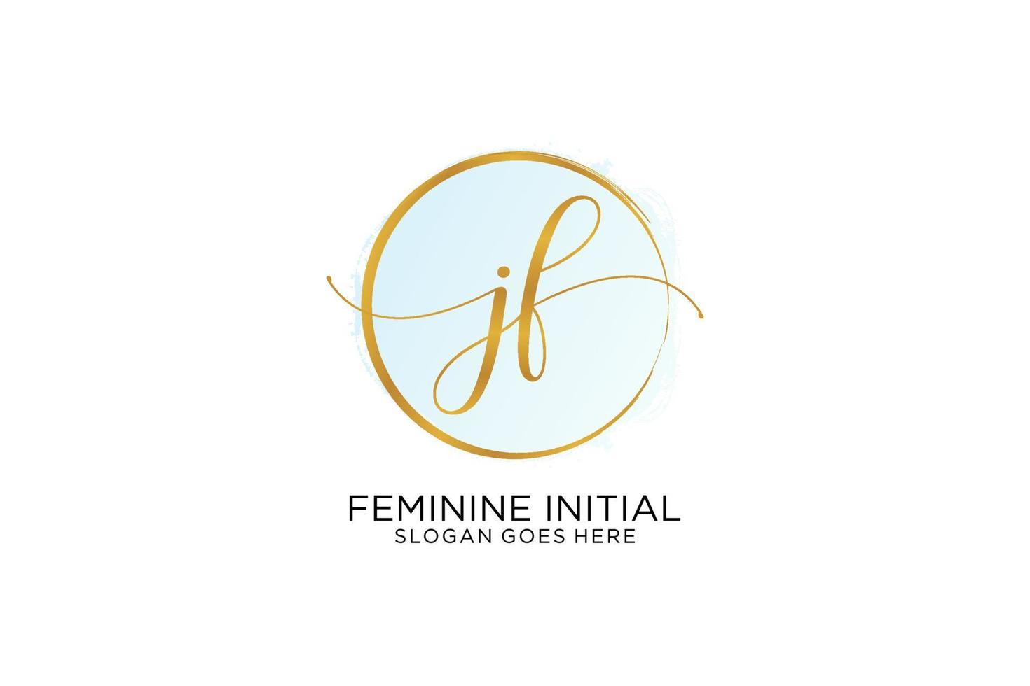 Initial JF handwriting logo with circle template vector signature, wedding, fashion, floral and botanical with creative template.