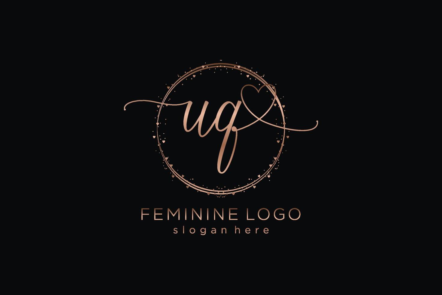 Initial UQ handwriting logo with circle template vector logo of initial wedding, fashion, floral and botanical with creative template.