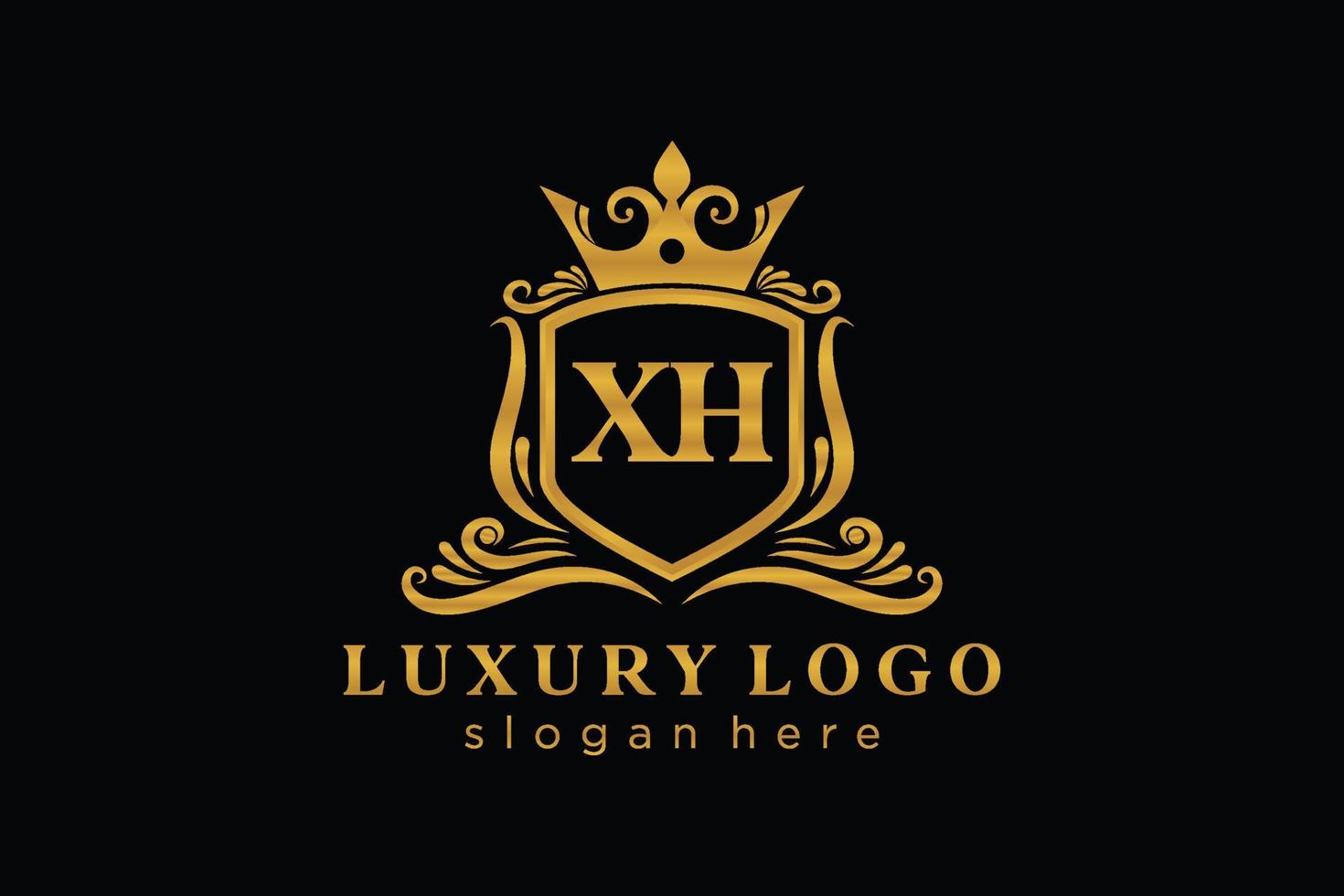 Initial XH Letter Royal Luxury Logo template in vector art for Restaurant, Royalty, Boutique, Cafe, Hotel, Heraldic, Jewelry, Fashion and other vector illustration.