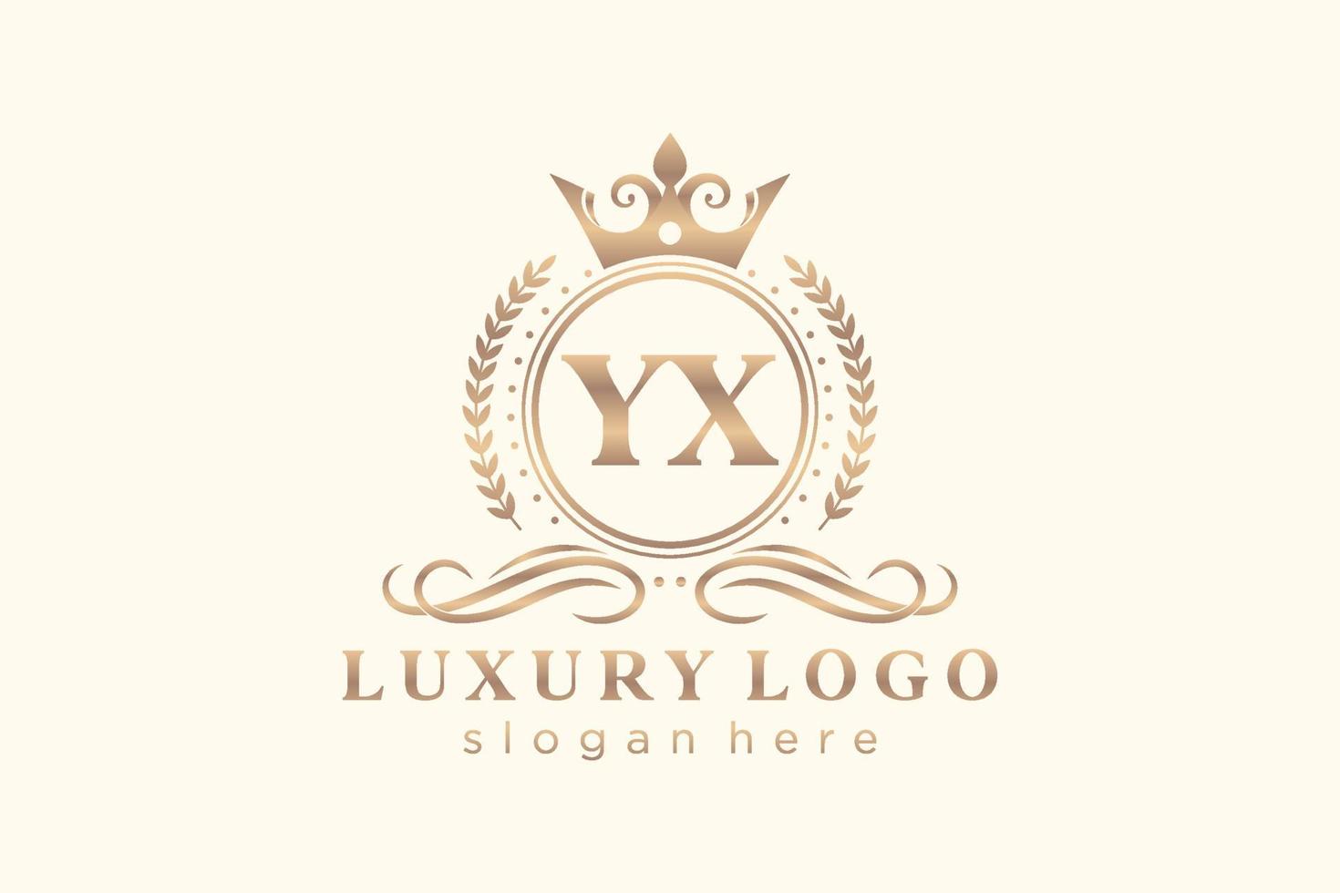 Initial YX Letter Royal Luxury Logo template in vector art for Restaurant, Royalty, Boutique, Cafe, Hotel, Heraldic, Jewelry, Fashion and other vector illustration.