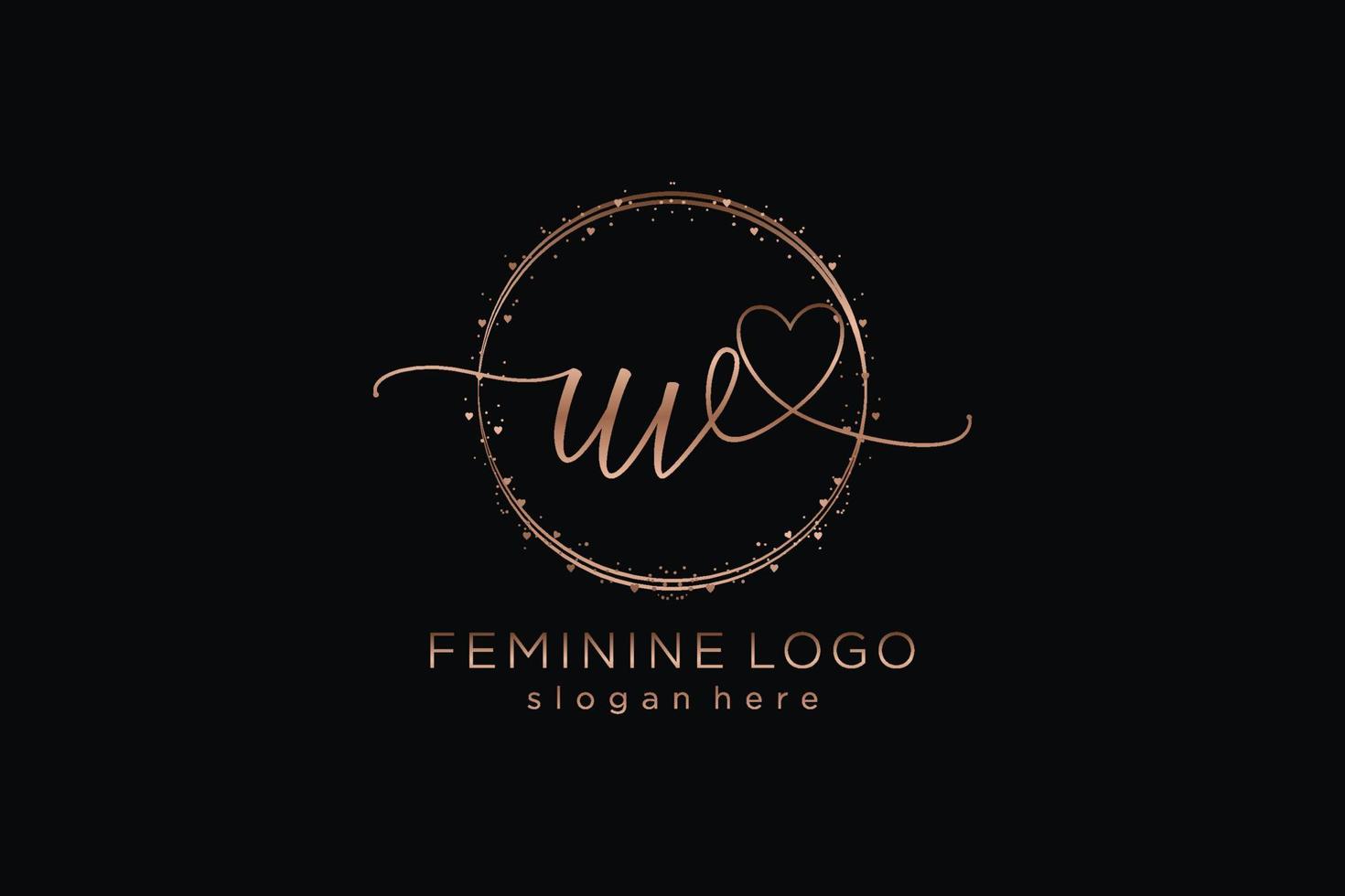 Initial UV handwriting logo with circle template vector logo of initial wedding, fashion, floral and botanical with creative template.