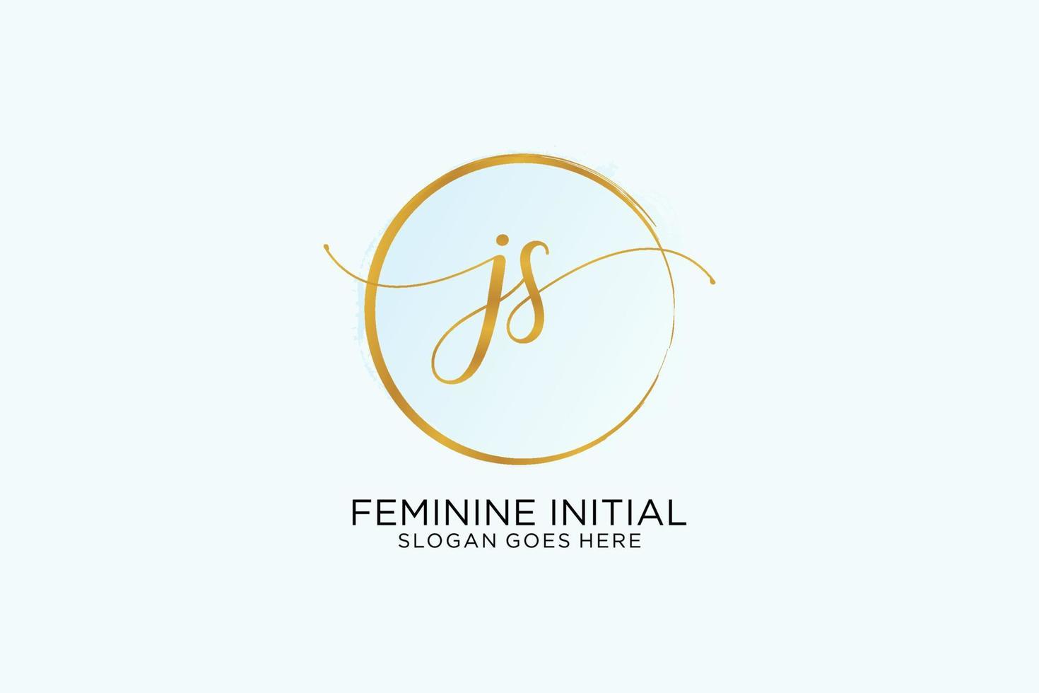 logotipo inicial de escritura a mano js con firma vectorial de plantilla de círculo, boda, moda, floral y botánica con plantilla creativa. vector