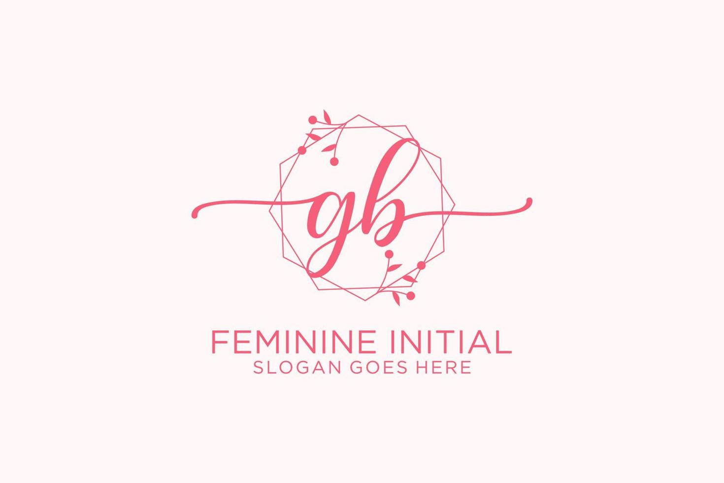 Initial GB beauty monogram and elegant logo design handwriting logo of initial signature, wedding, fashion, floral and botanical with creative template. vector