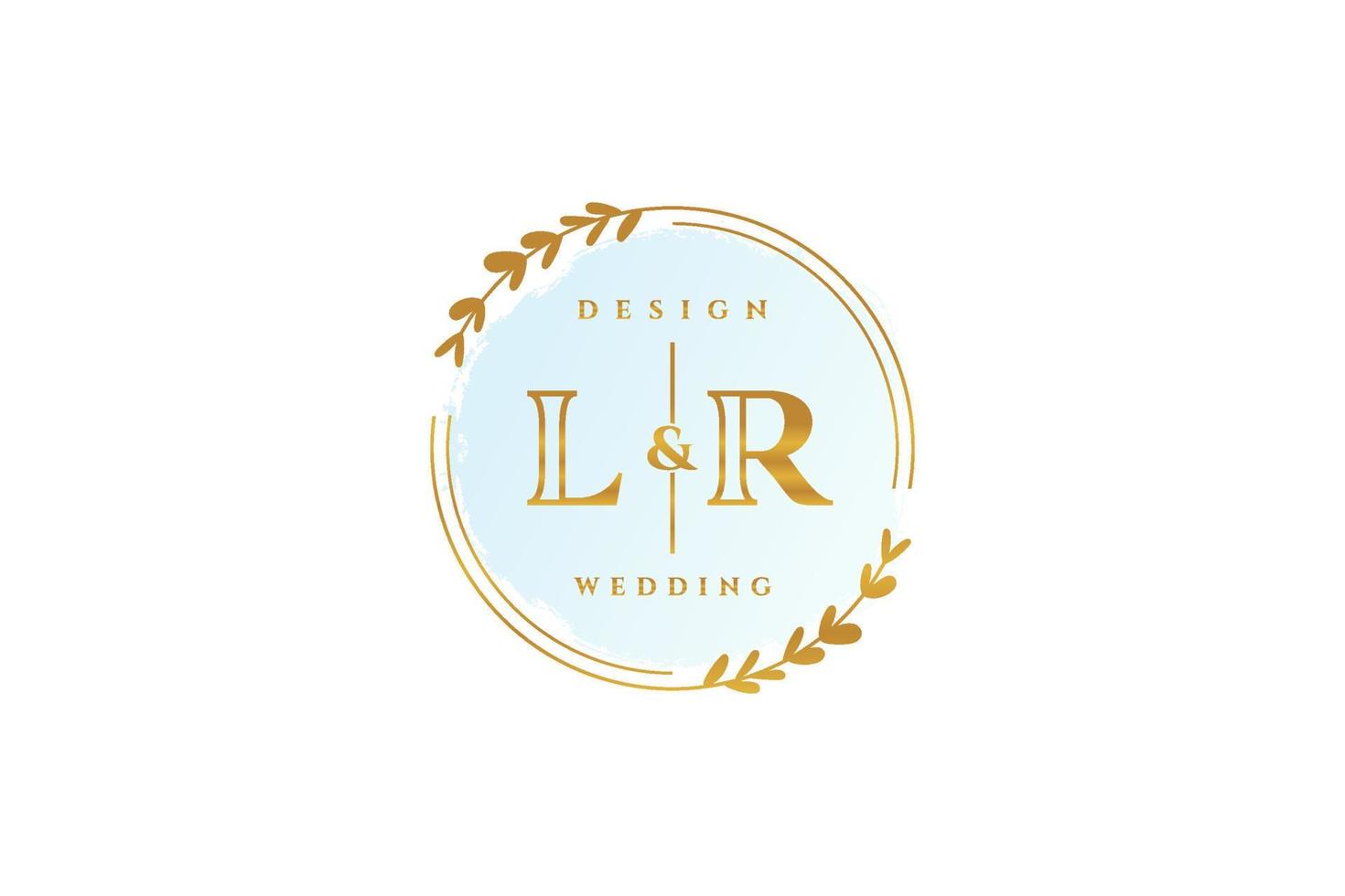 Initial LR beauty monogram and elegant logo design handwriting logo of initial signature, wedding, fashion, floral and botanical with creative template. vector