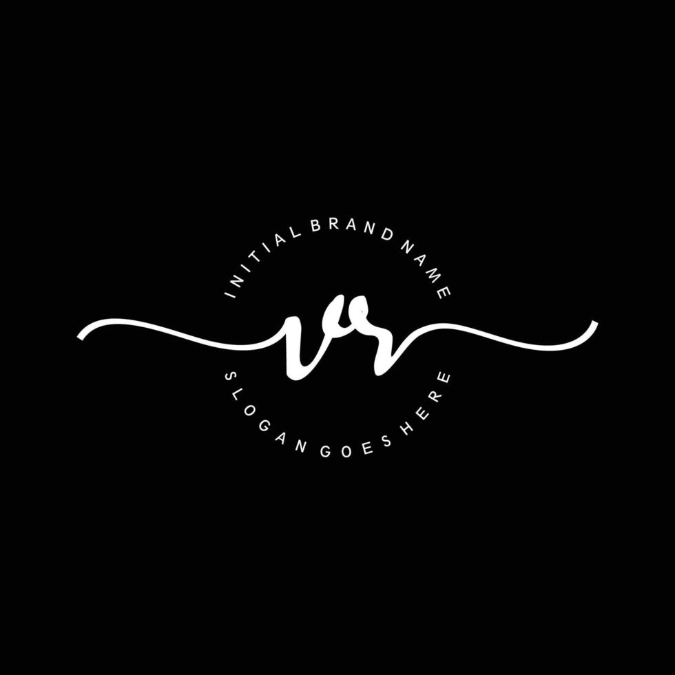 Initial VR handwriting logo template vector