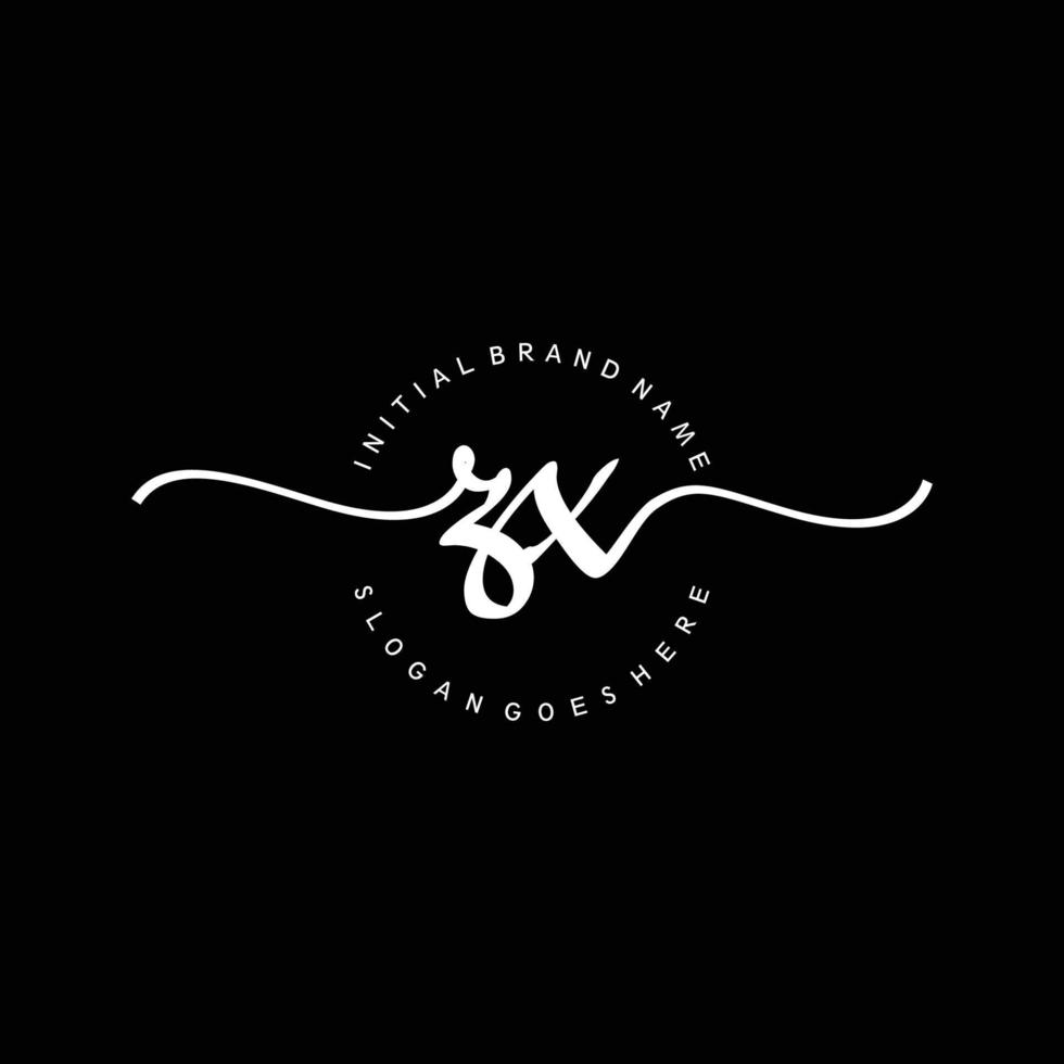 Initial ZX handwriting logo template vector