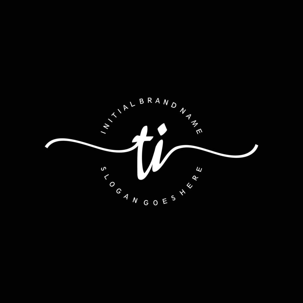 Initial TI handwriting logo template vector