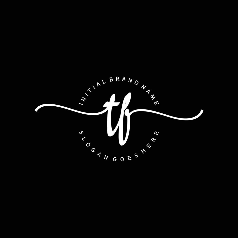 Initial TF handwriting logo template vector