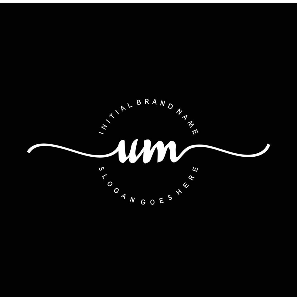 Initial UM handwriting logo template vector