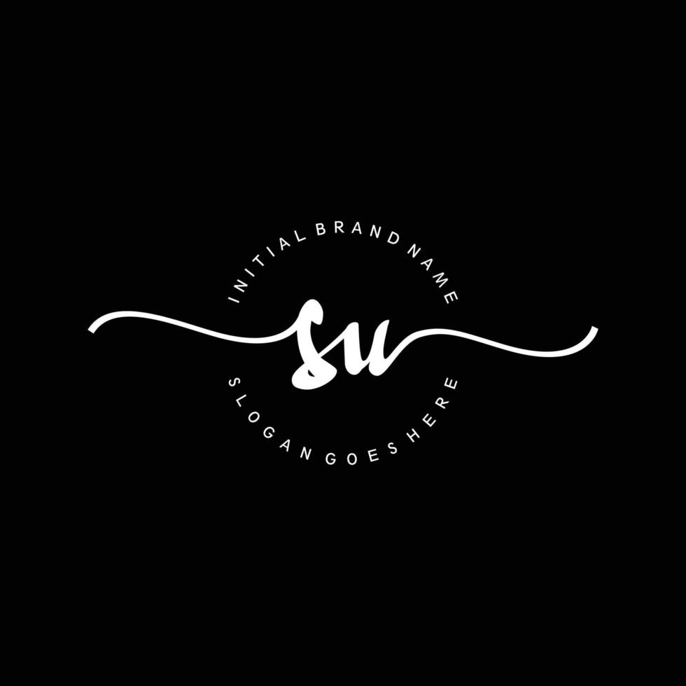 Initial SU handwriting logo template vector