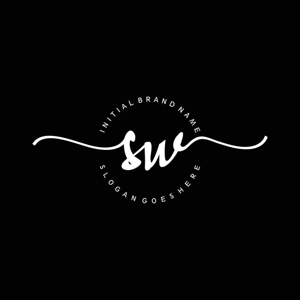 Initial SW handwriting logo template vector