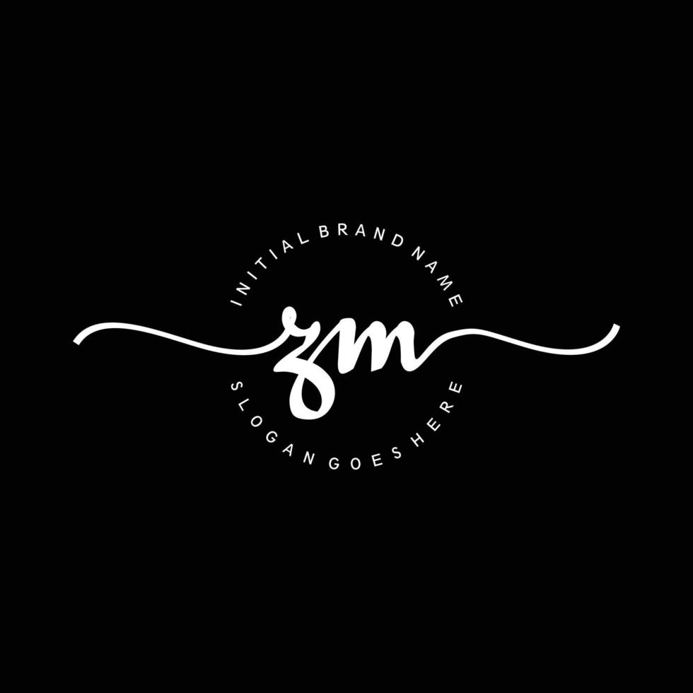 Initial ZM handwriting logo template vector
