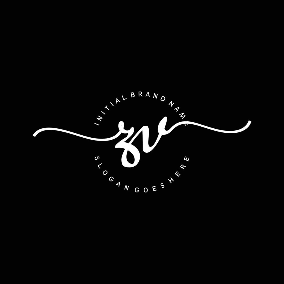 Initial ZV handwriting logo template vector