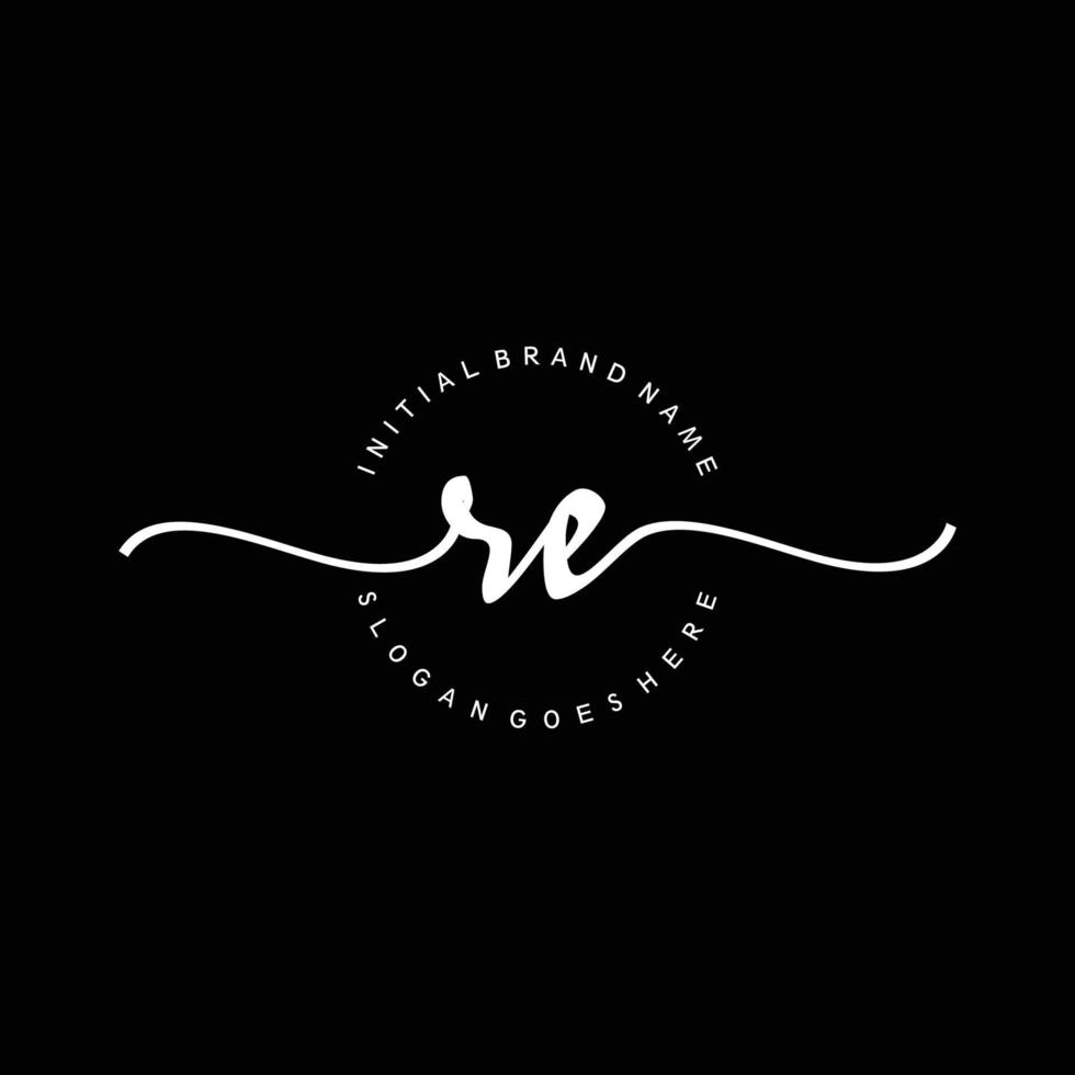 Initial RE handwriting logo template vector