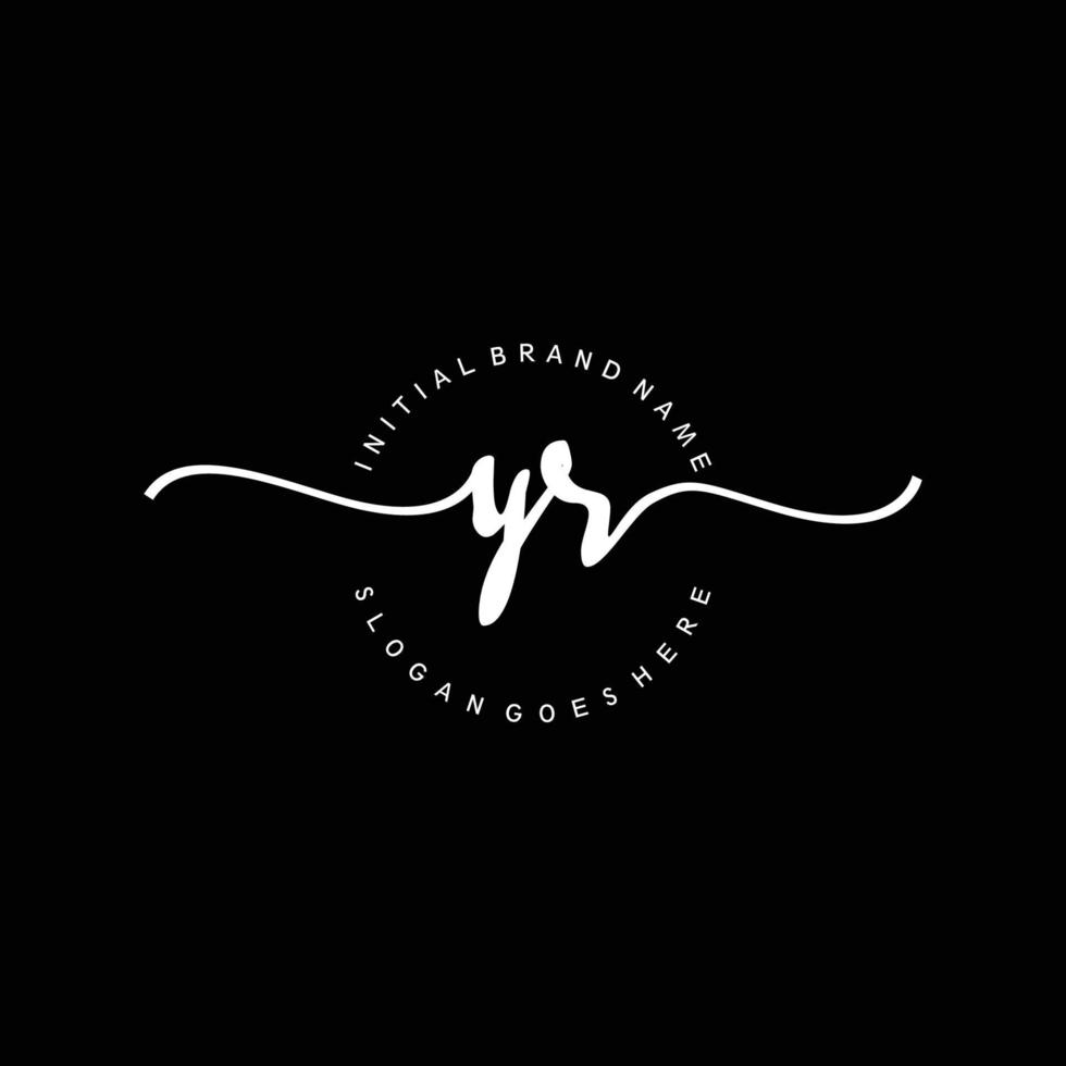 Initial YR handwriting logo template vector