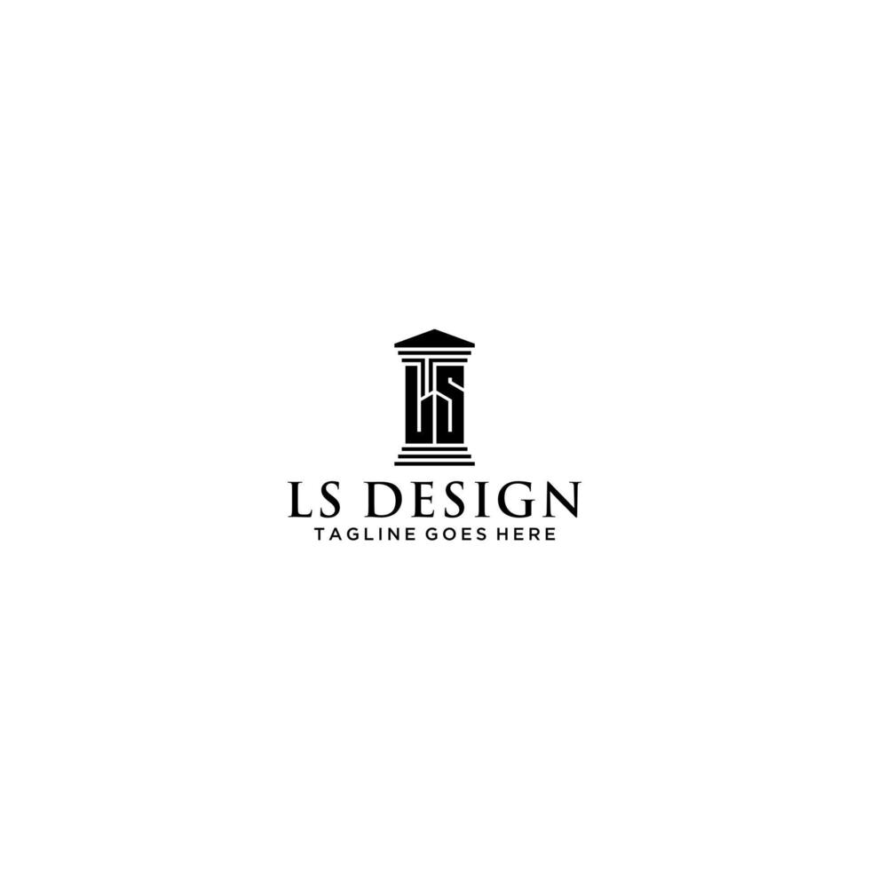 diseño de letrero de logotipo de bufete de abogados inicial de ls vector