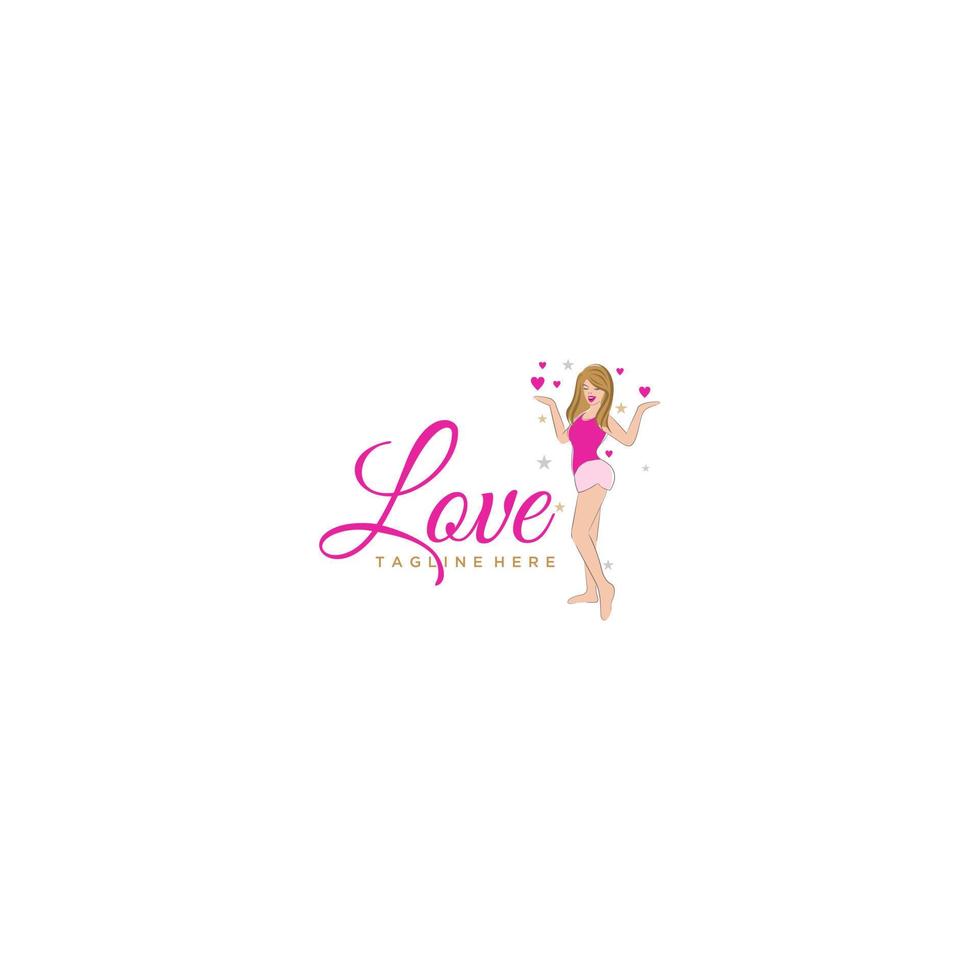 amor chica belleza logo signo diseño vector