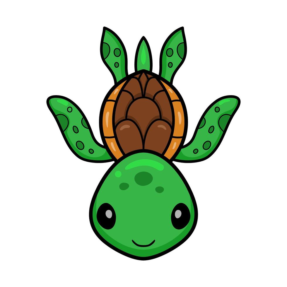 Cute little turtle cartoon swimming vector