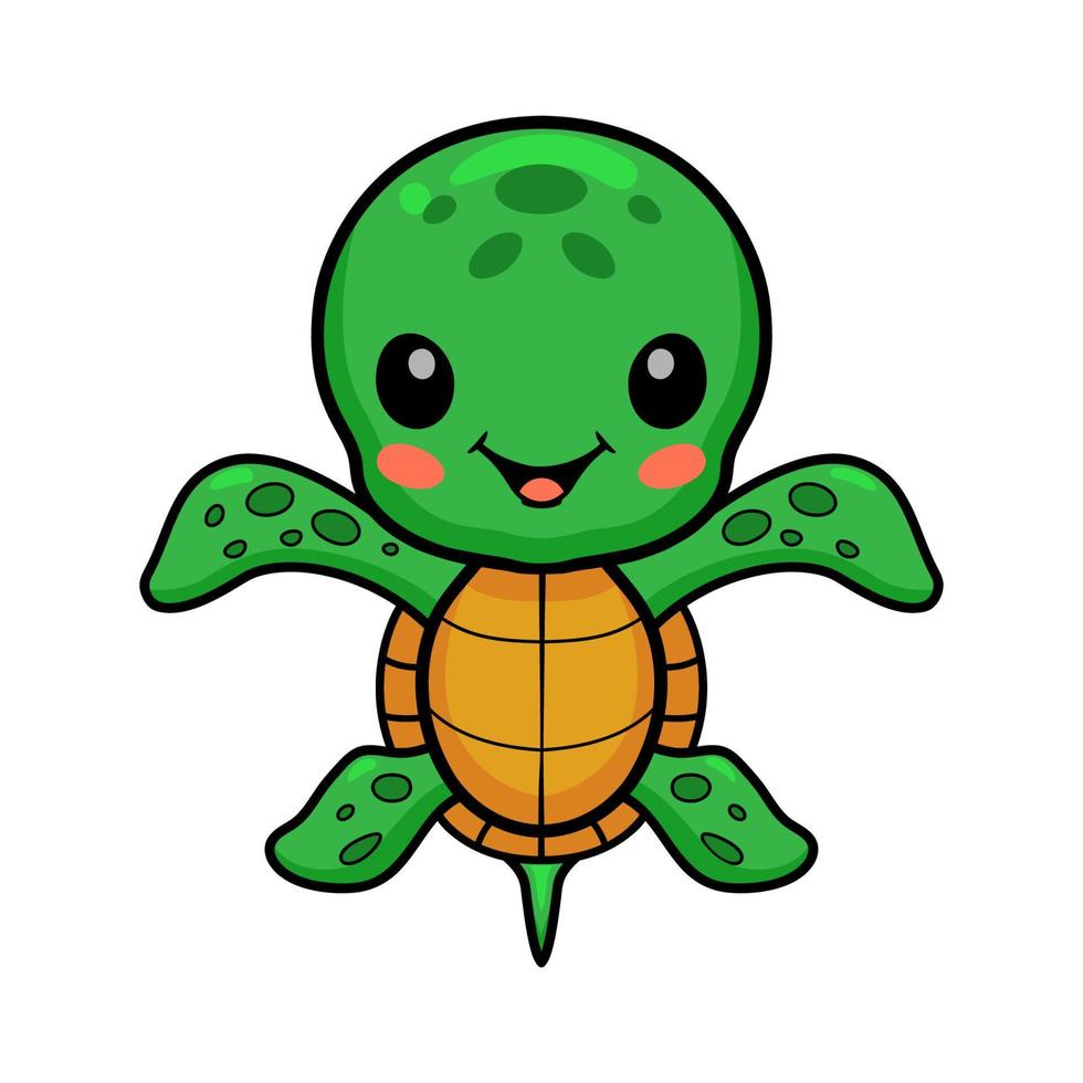 Cute little turtle cartoon posing vector