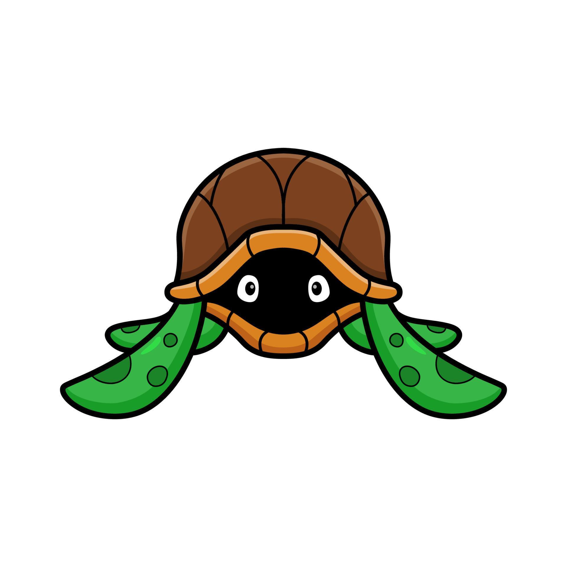 Cute little turtle cartoon hides in its shell 13058935 Vector Art at ...