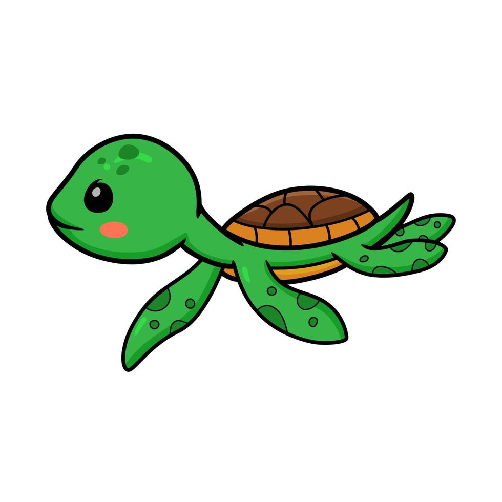 linda pequeña tortuga de dibujos animados nadando vector