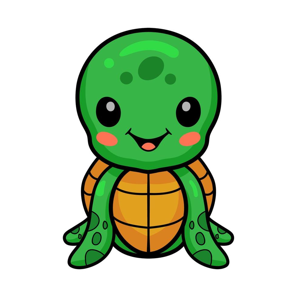 Cute little turtle cartoon sitting vector