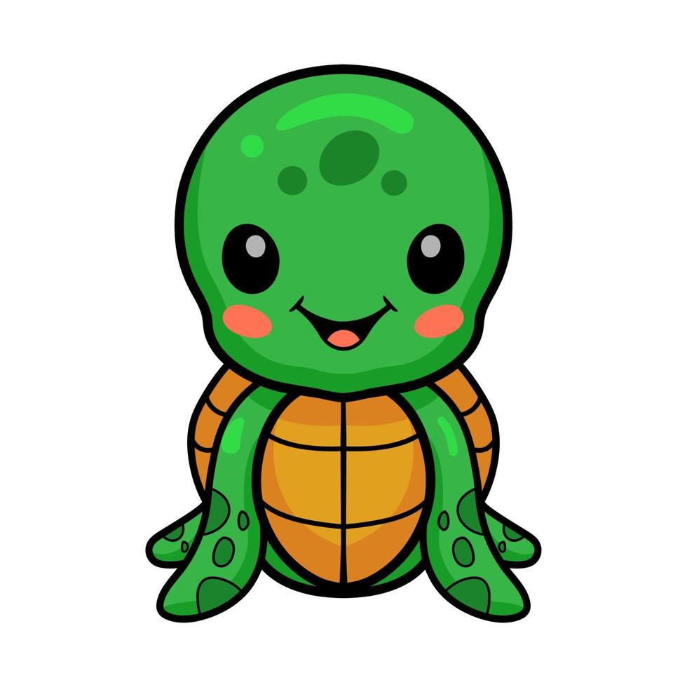 linda pequeña tortuga sentada de dibujos animados vector