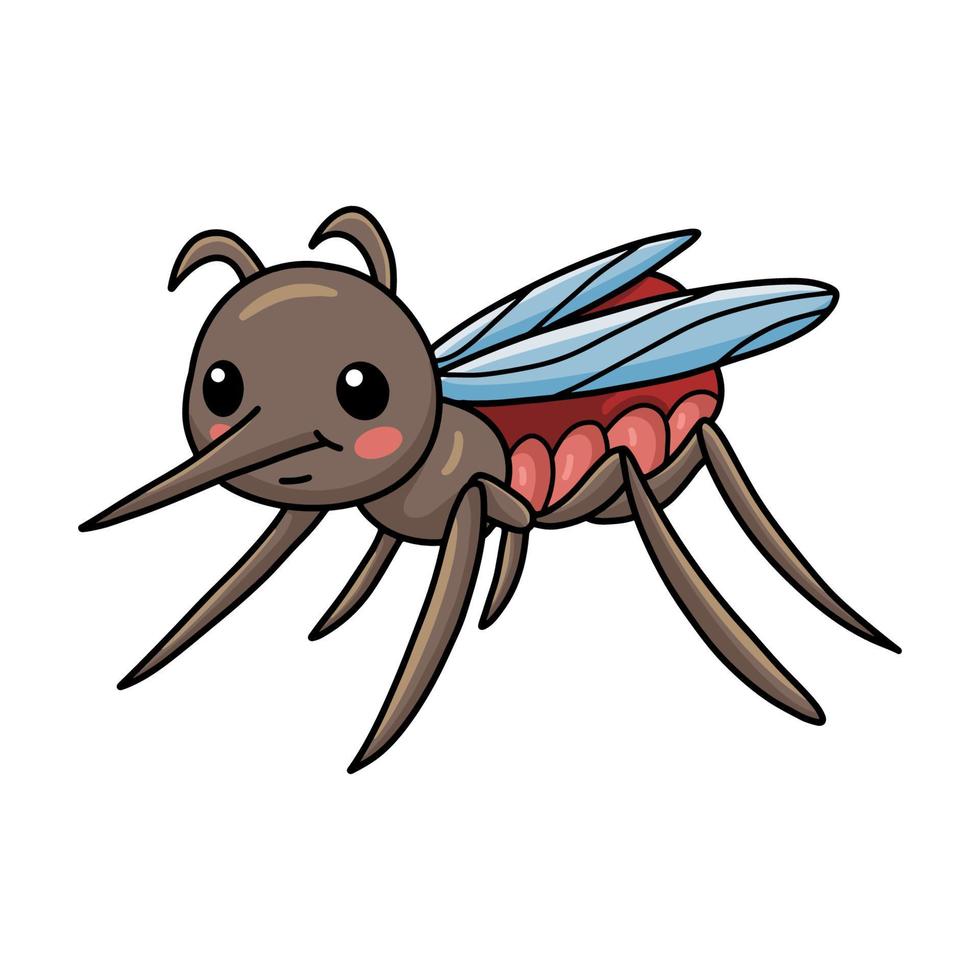 Cute little mosquito cartoon posing vector