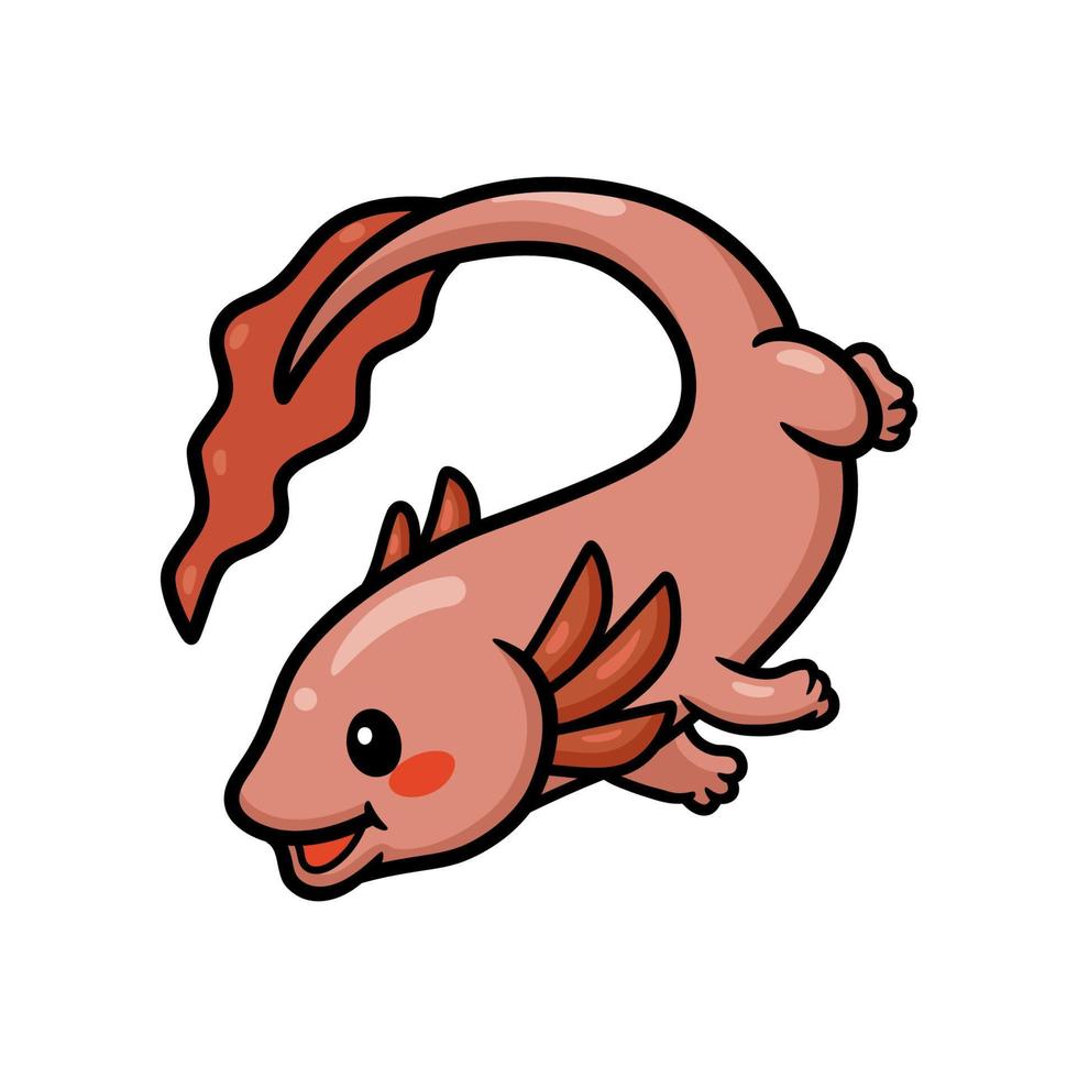 Cute axolotl cartoon swimming. Vector illustration