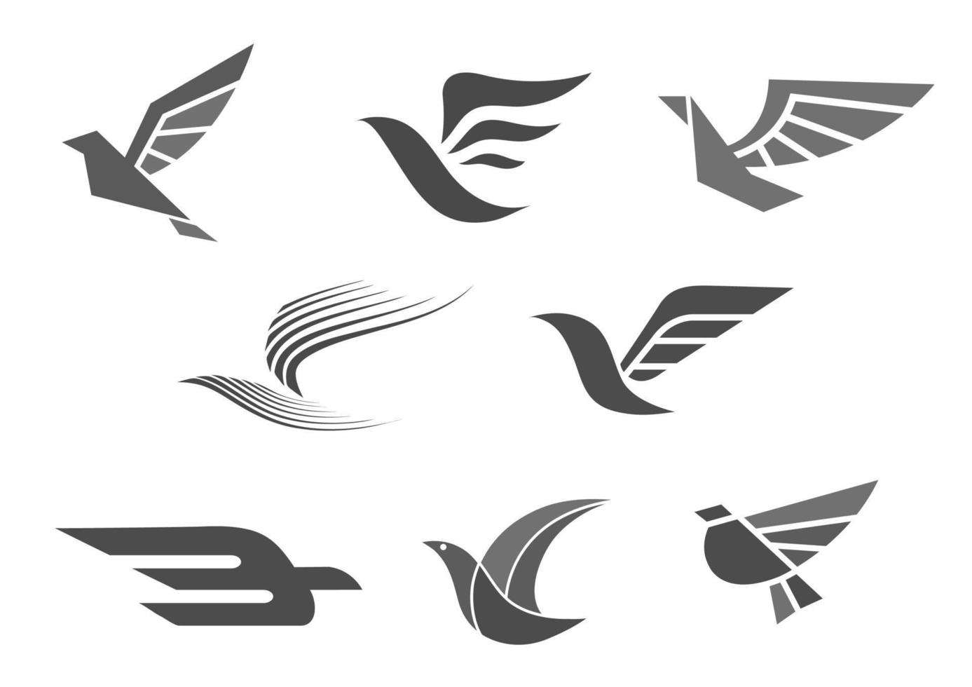 Vector business brand icons of bird wings