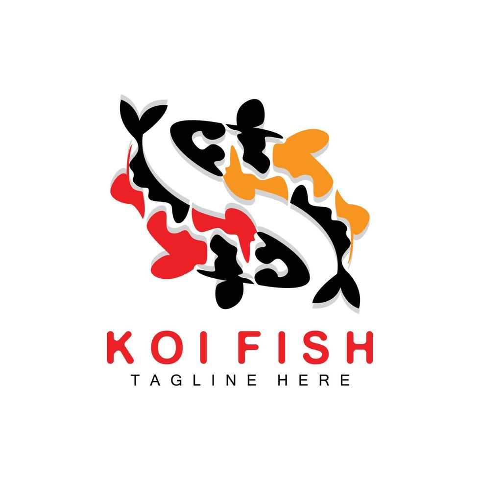 Koi Fish Logo Design, Chinese Lucky And Triumph Ornamental Fish Vector, Company Brand Gold Fish Icon vector