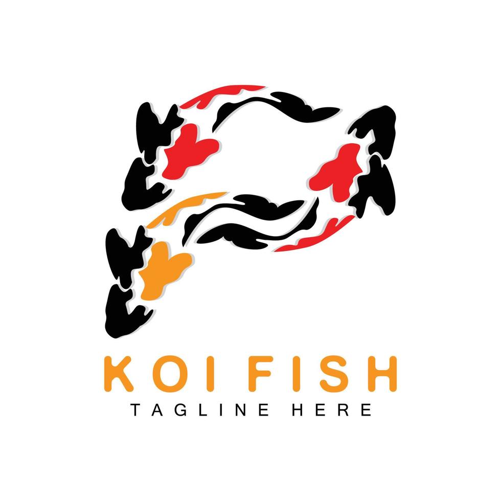 diseño del logotipo de peces koi, vector de peces ornamentales de la suerte y el triunfo chino, icono de pez dorado de la marca de la empresa