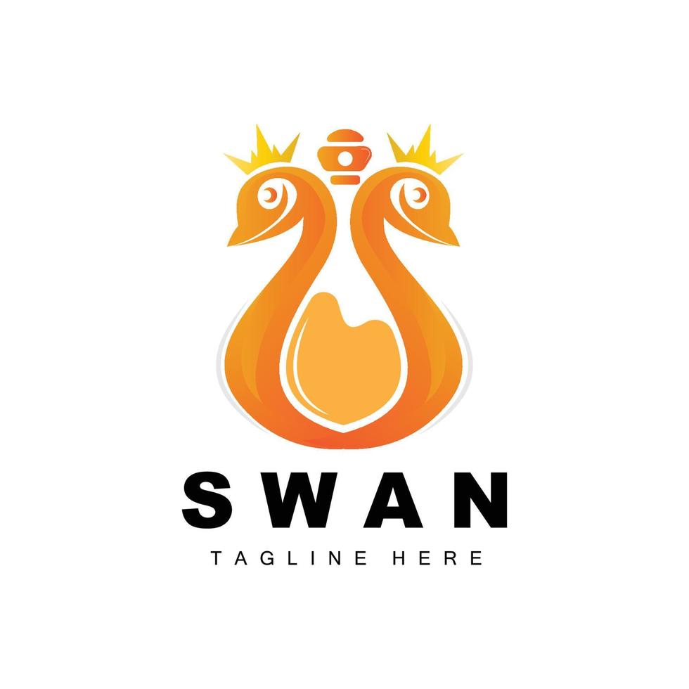 Swan Logo Design, Duck Animal Illustration, Company Brand Template Vector
