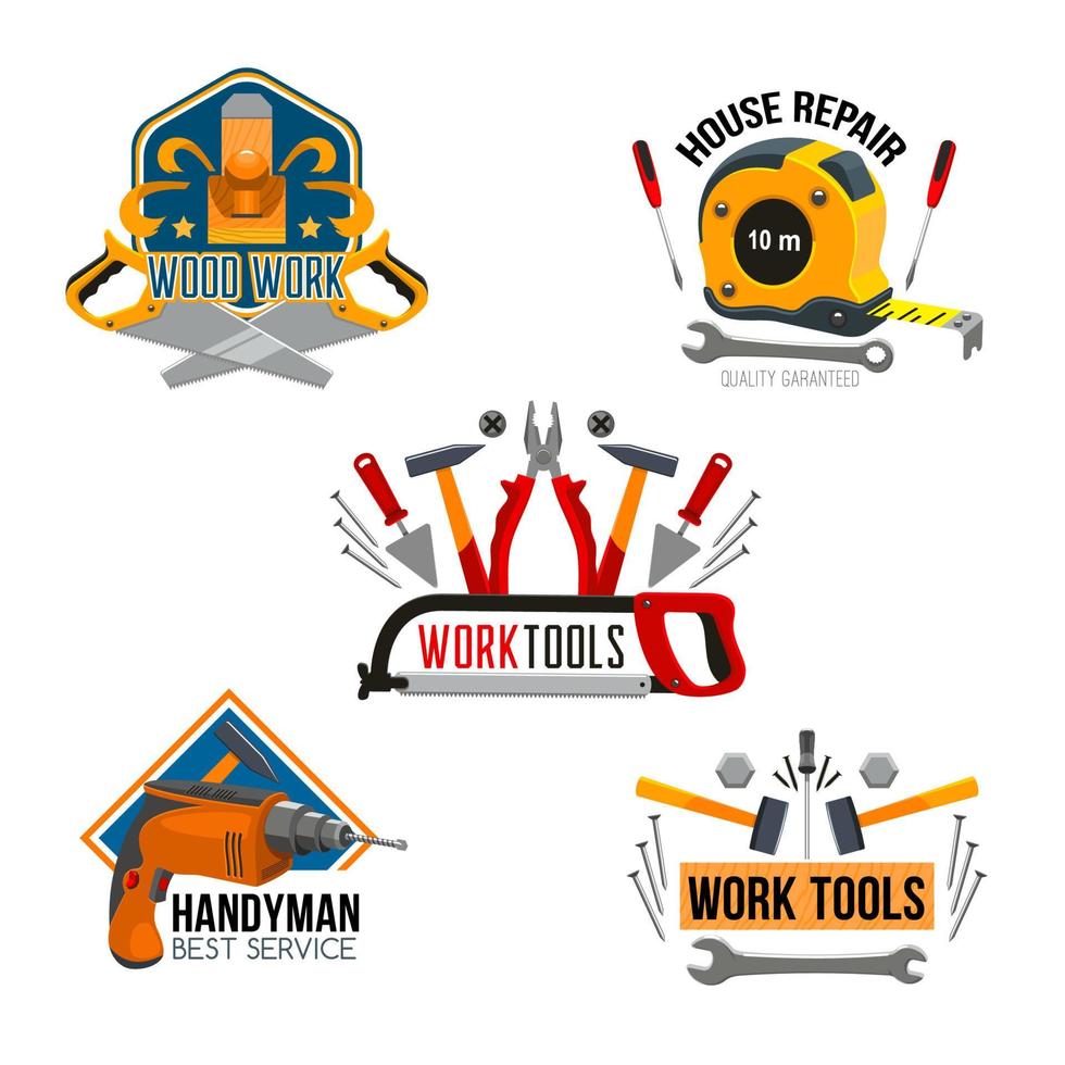 Work tool for house repair isolated symbol set vector