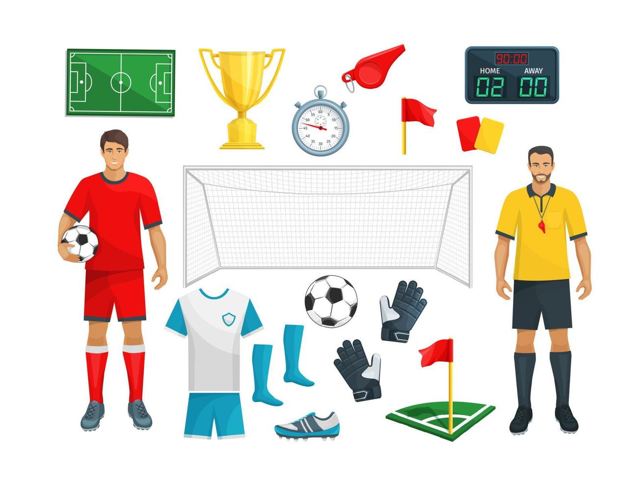 conjunto de iconos de vector de fútbol de juego de deporte de fútbol
