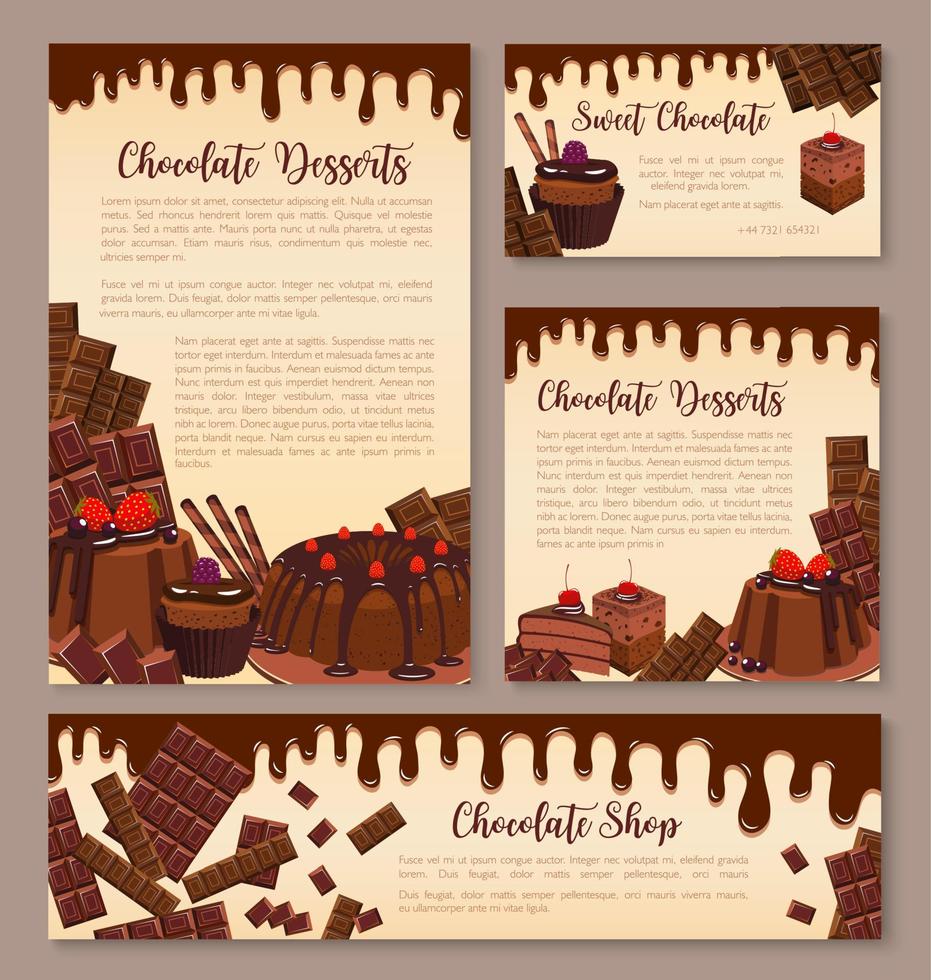 cartel de vector para panadería de postres de chocolate