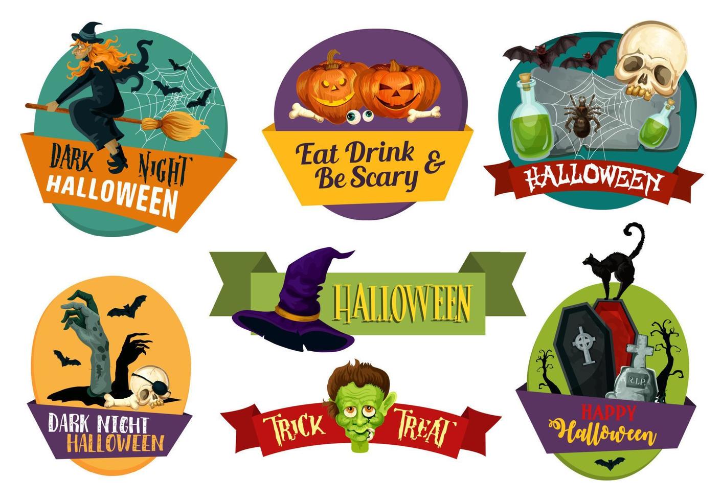 Halloween vector icons for party greeting