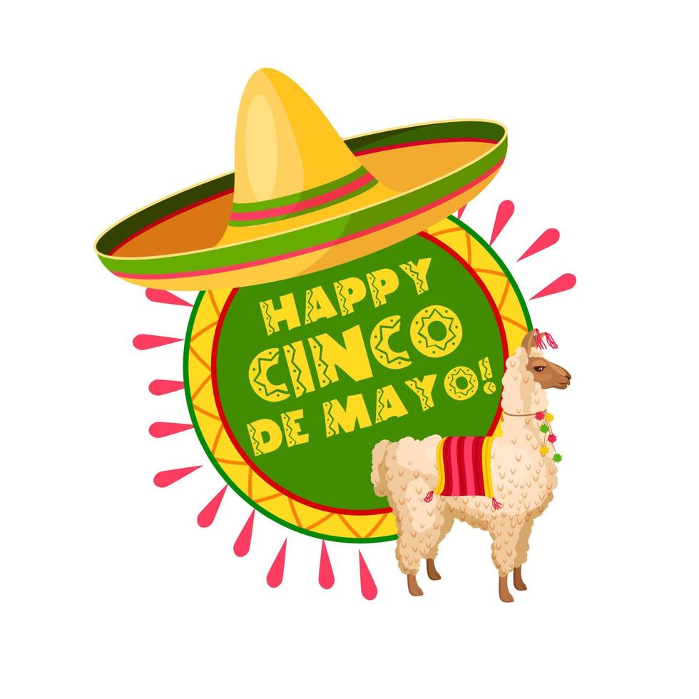 Cinco de Mayo mexican party sombrero greeting card vector