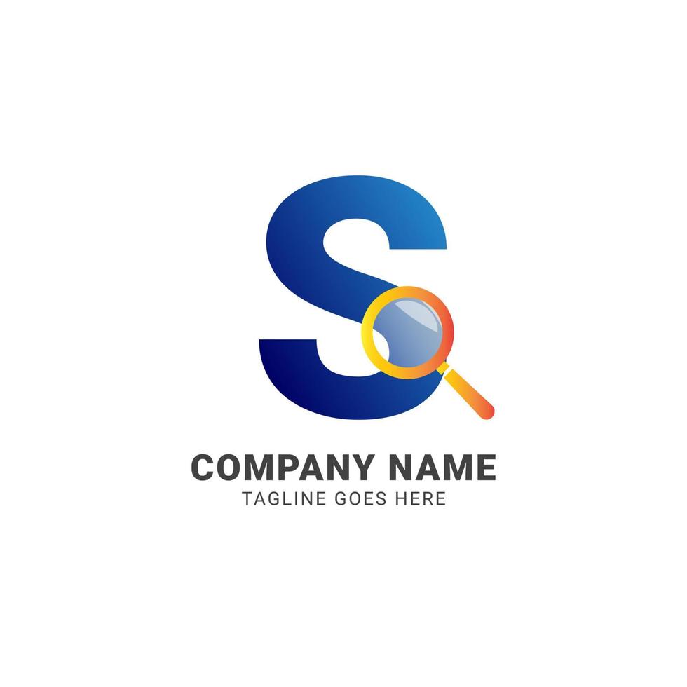 letter S magnifying glass company logo vector design element