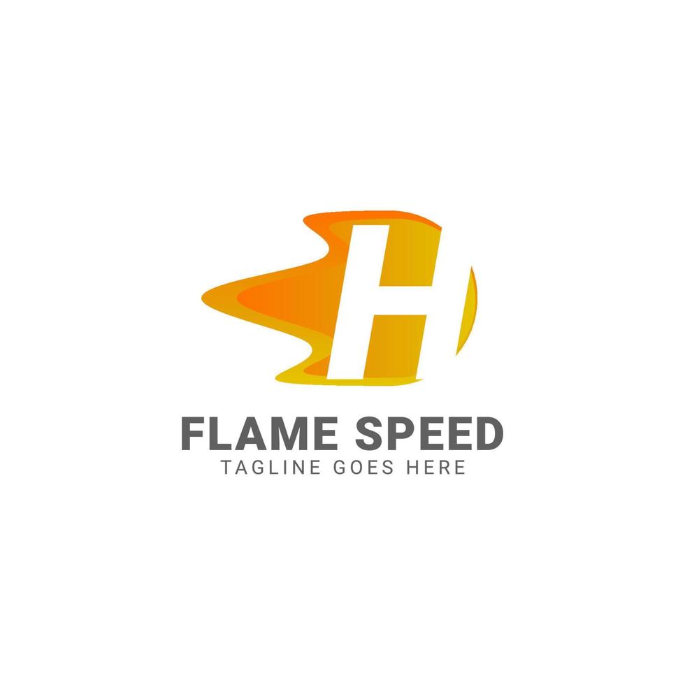 letter H flame speed vector logo design