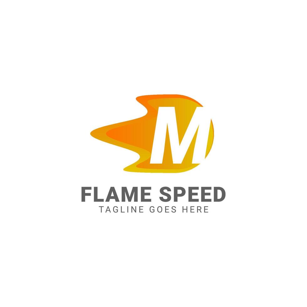 letter M flame speed vector logo design