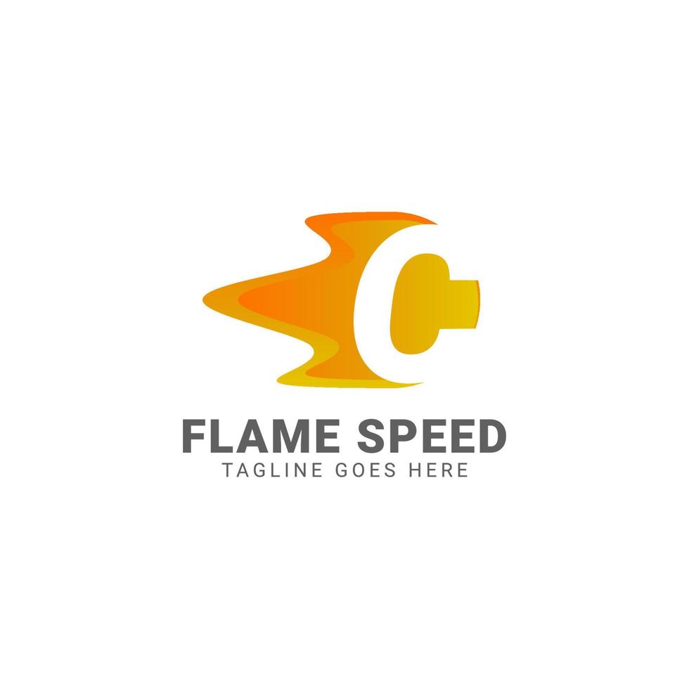 letter C flame speed vector logo design