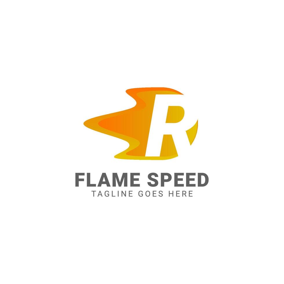 letter R flame speed vector logo design