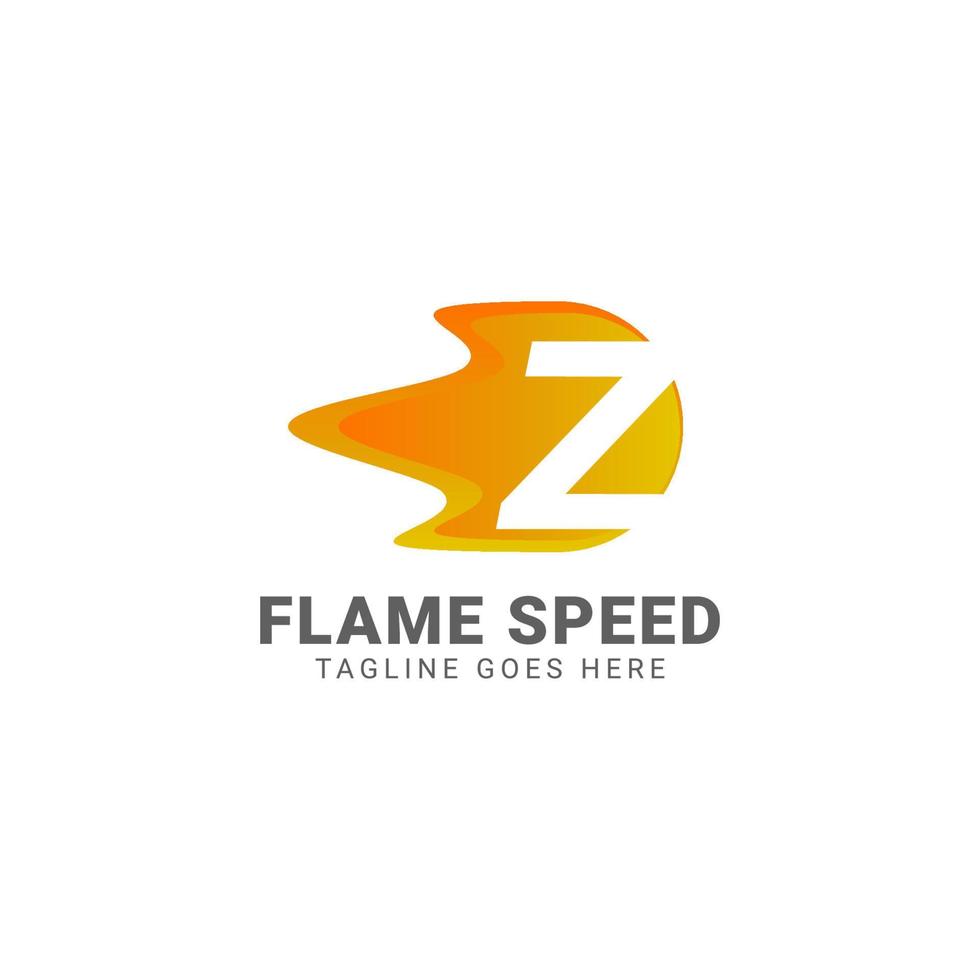 letter Z flame speed vector logo design